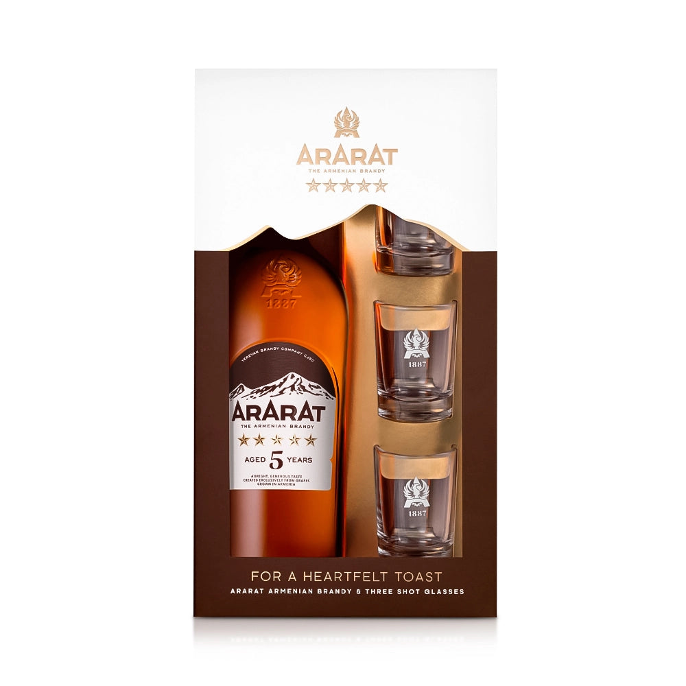 ARARAT 5 Star VS Armenian Brandy Gift Set 700ml with 3 glasses
