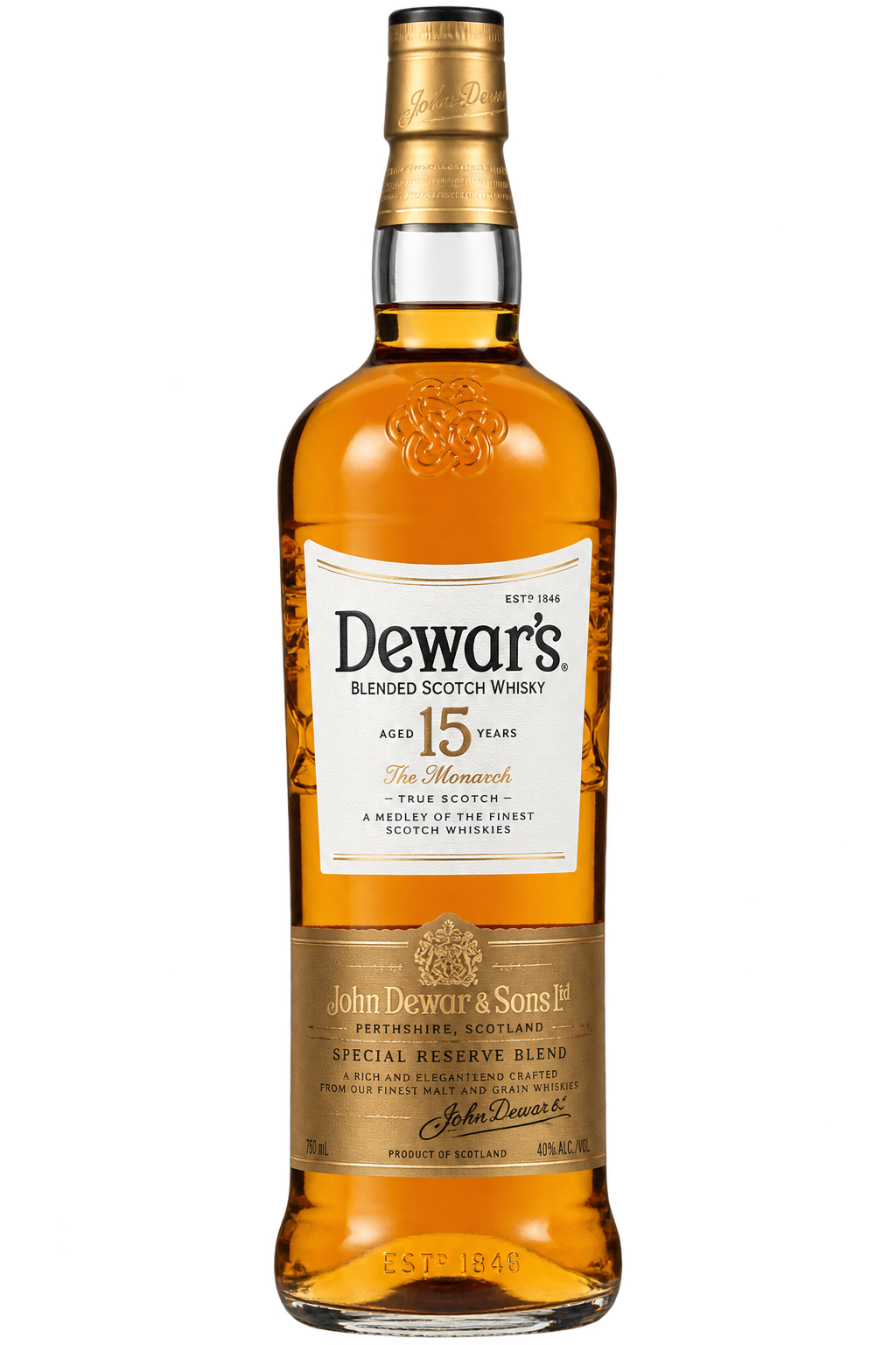Dewar's 15 Year Old Blended Scotch Whisky 750ML bottle