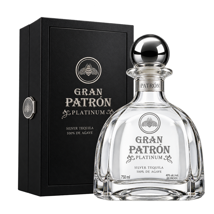 Gran Patrón Platinum Tequila 750ML bottle and presentation box