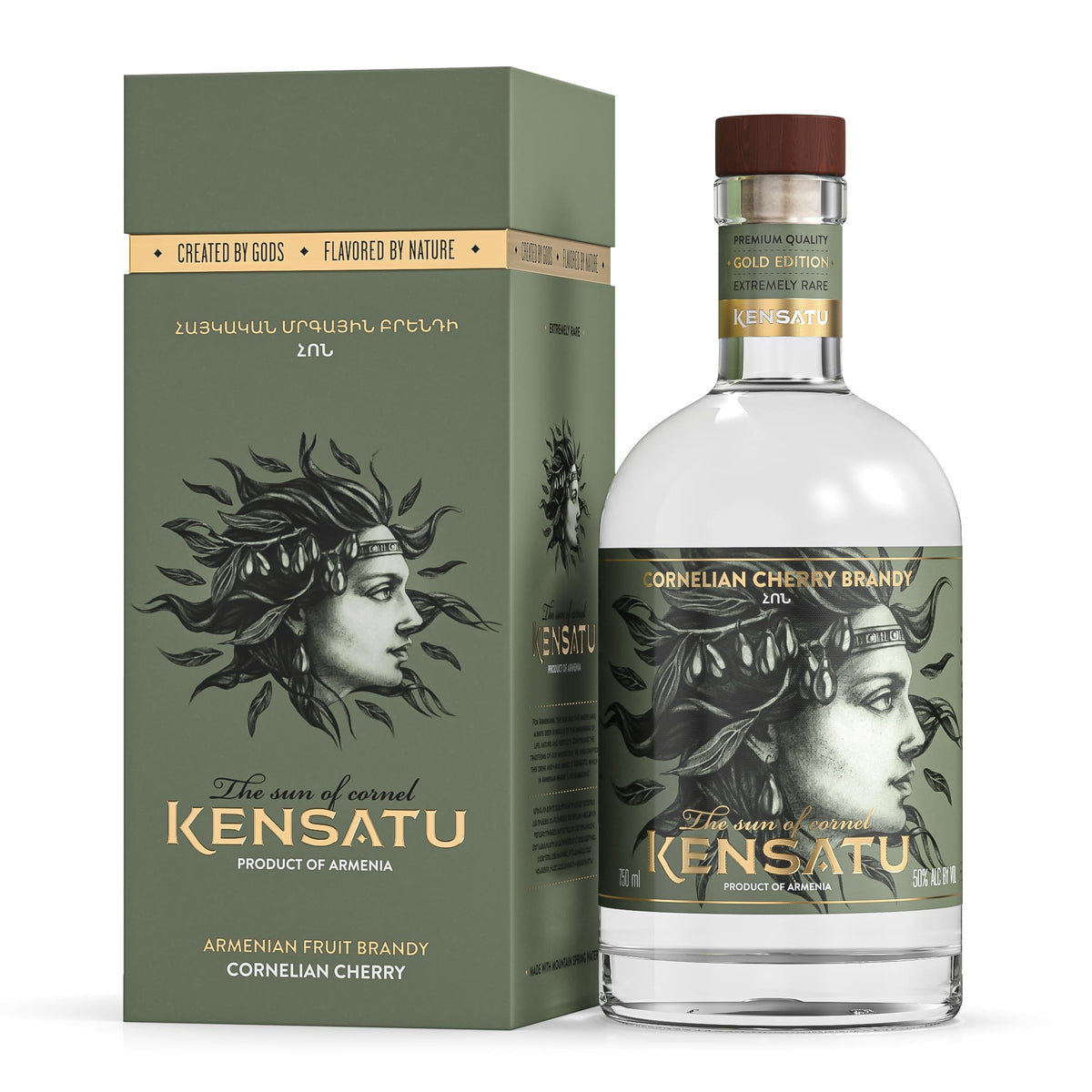 KENSATU Cornelian Cherry Armenian Fruit Brandy 750ml bottle and box