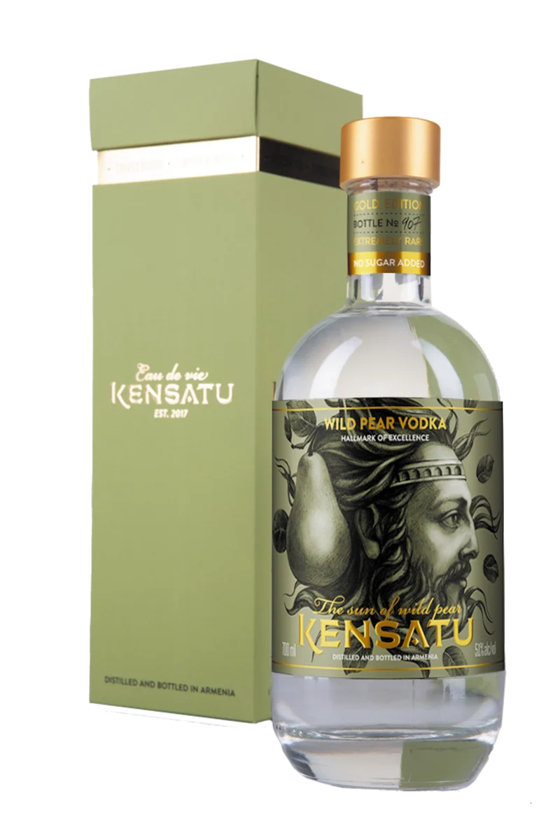 KENSATU Wild Pear Armenian Fruit Brandy 750ml bottle and box