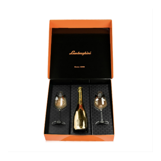 Lamborghini Gold Sparkling Wine with Crystal Glasses 750ML