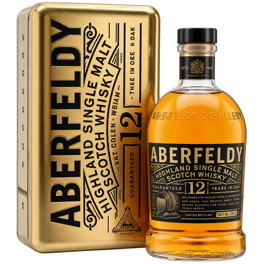 Aberfeldy 12 Year Old Single Malt Scotch Whisky 750ML bottle and gift tin