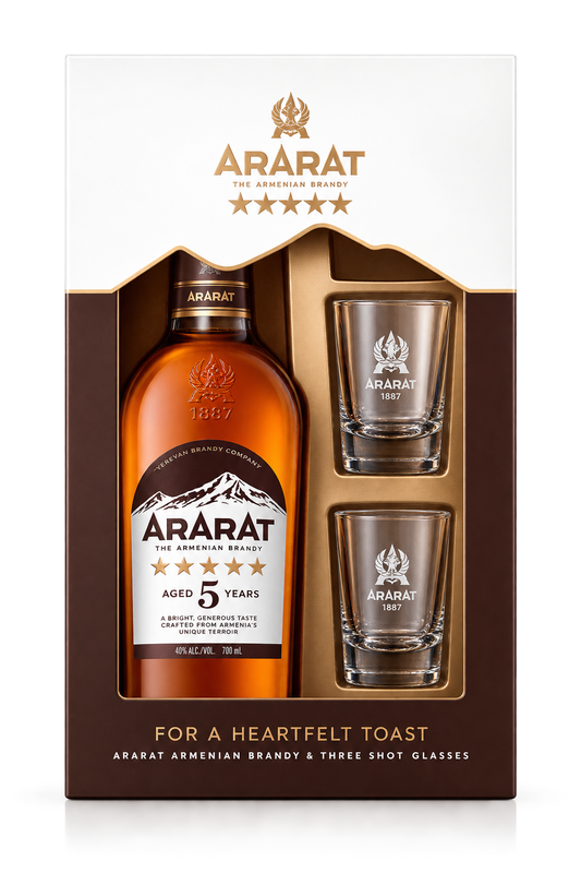 ARARAT 5 Star VS Armenian Brandy Gift Set 700ML with shot glasses