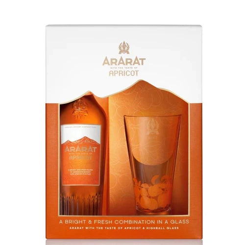 ARARAT Apricot Flavored Armenian Brandy Gift Set 750ml with highball glass