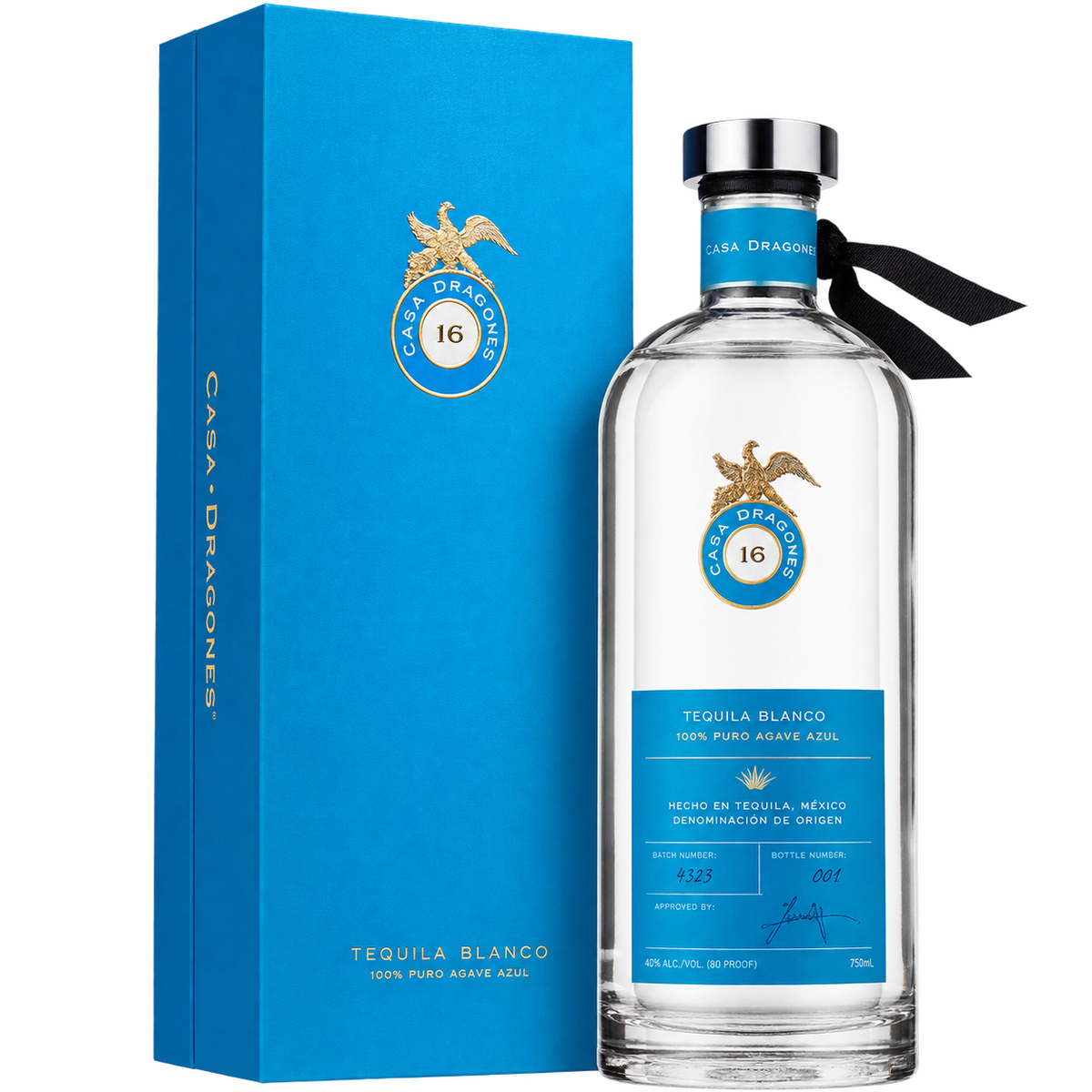 Casa Dragones Blanco Tequila 750ml bottle with gift box