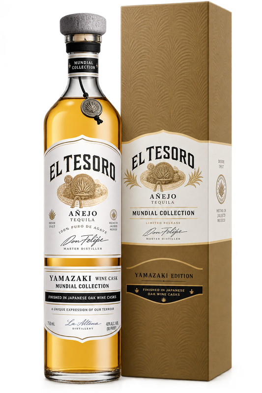 El Tesoro Mundial Yamazaki Edition Añejo Tequila 750ML bottle and box
