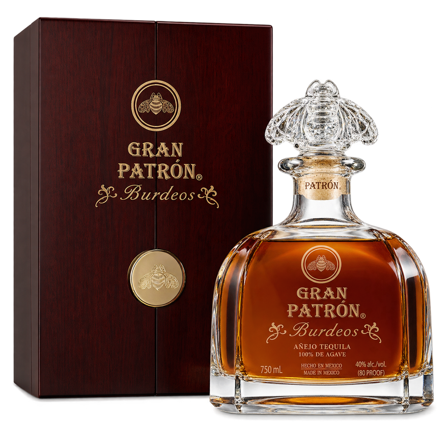 Gran Patrón Burdeos Añejo Tequila 750ML bottle and presentation box