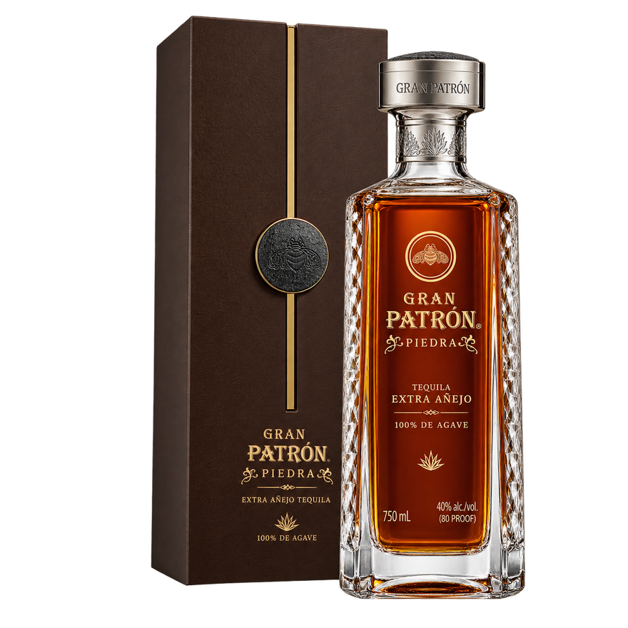Gran Patrón Piedra Extra Añejo Tequila 750ML bottle and presentation box