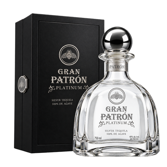 Gran Patrón Platinum Tequila 750ML bottle and presentation box