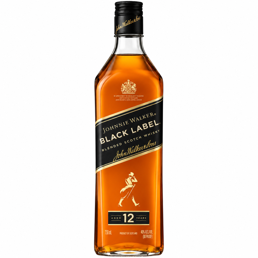 Johnnie Walker Black Label 12 Year Old Blended Scotch Whisky 750ML