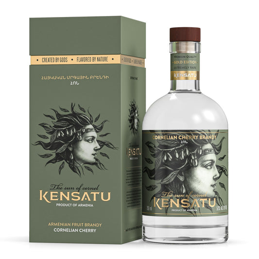 KENSATU Cornelian Cherry Armenian Fruit Brandy 750ml bottle and box
