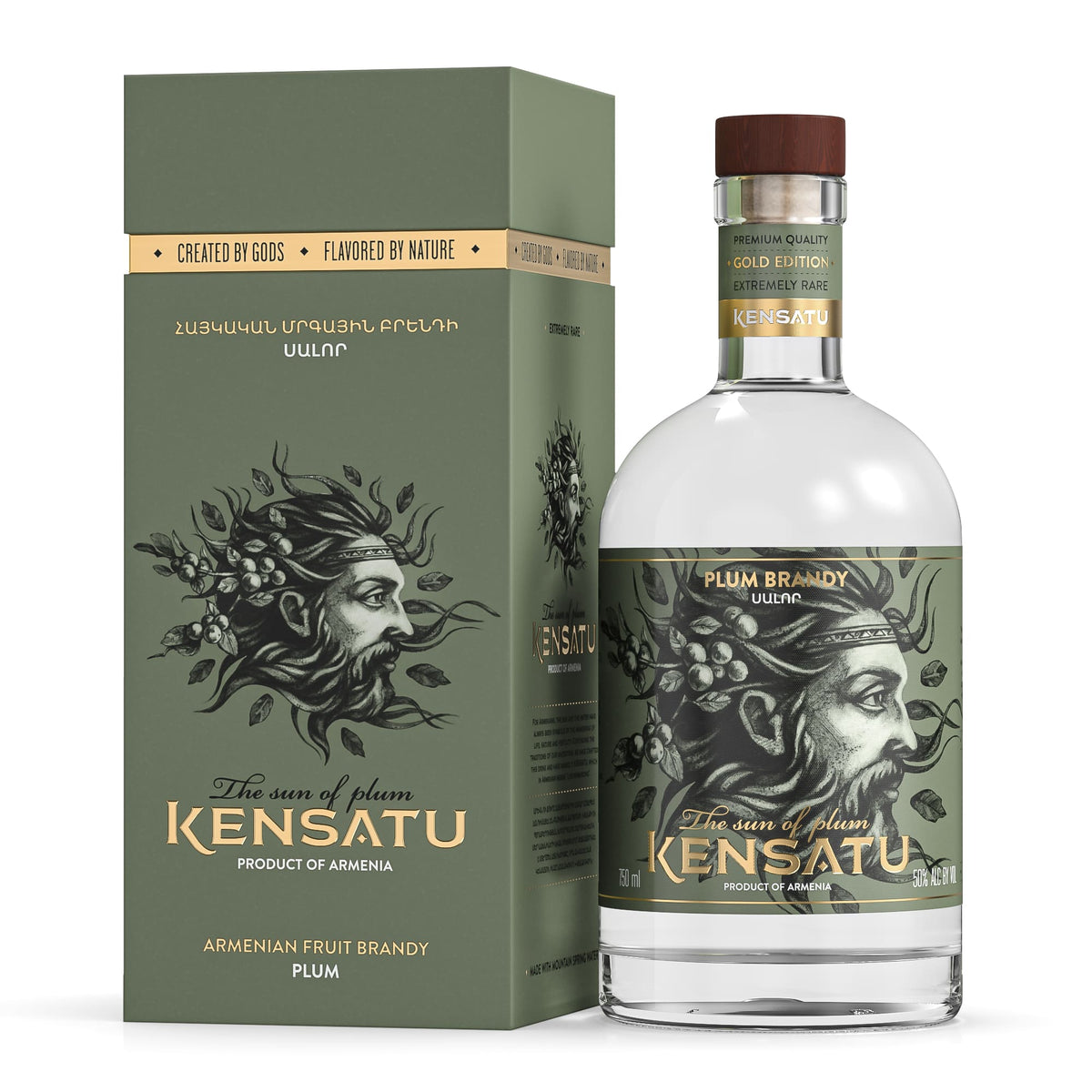 KENSATU Plum Armenian Fruit Brandy 750ml bottle and box