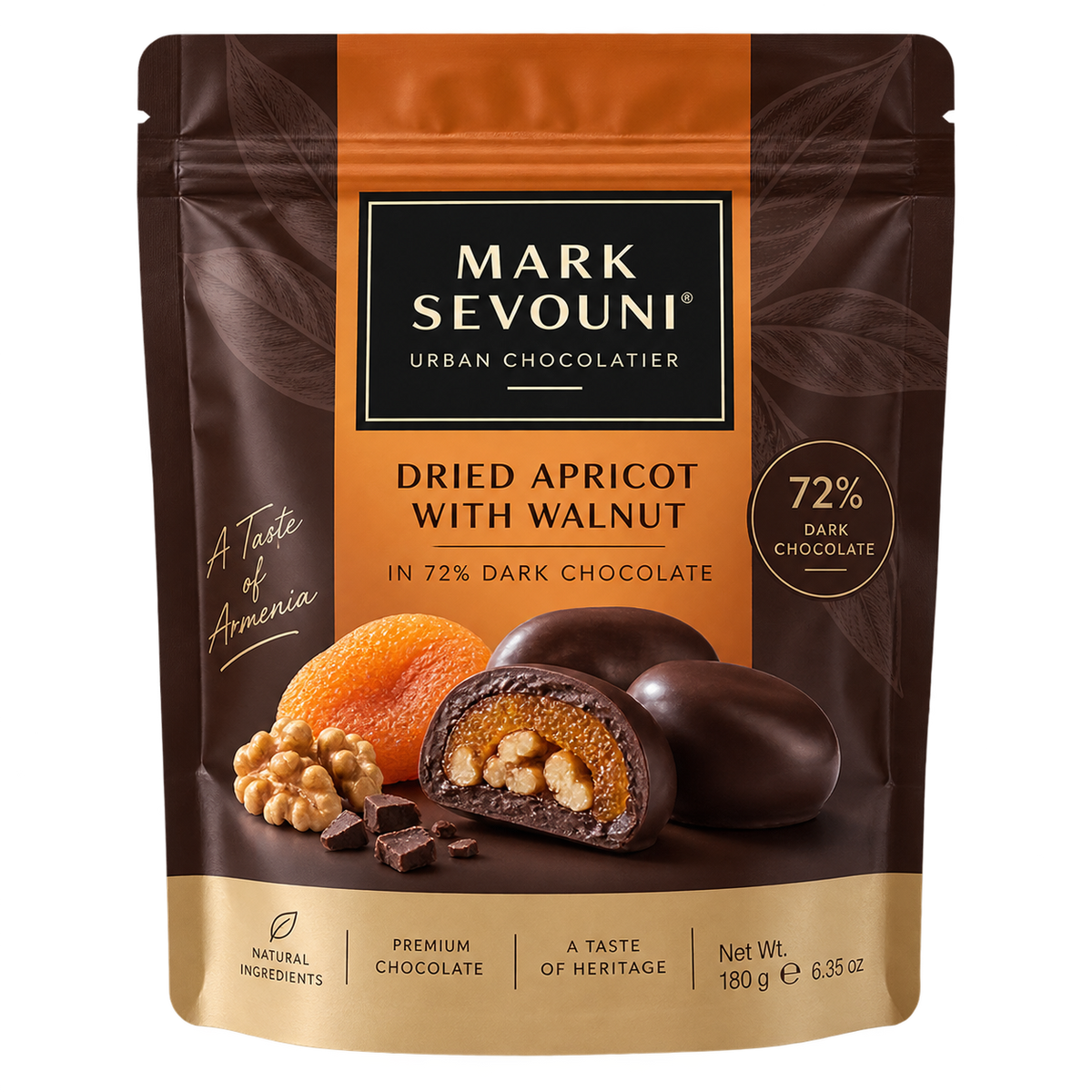 Mark Sevouni Dried Apricot with Walnut 72% Chocolate 180g