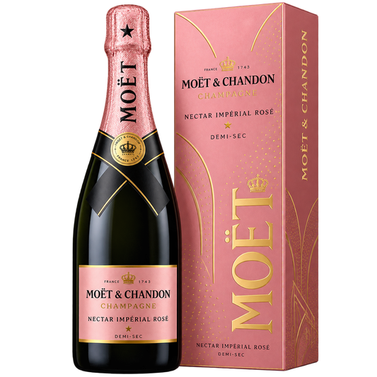 Moet & Chandon Nectar Impérial Rosé Demi-Sec Champagne 750ML bottle and gift box