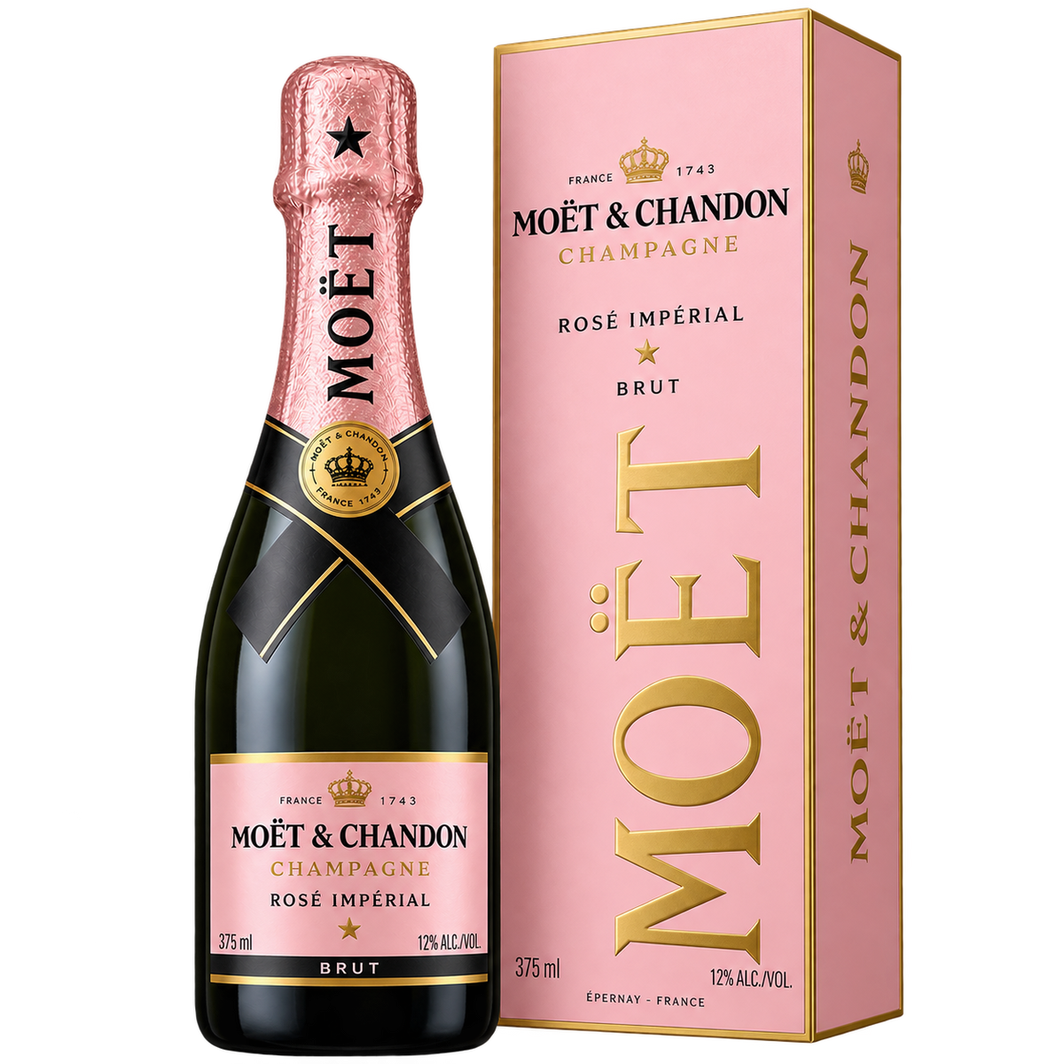 Moet & Chandon Rosé Impérial Brut Champagne 375ML bottle and gift box