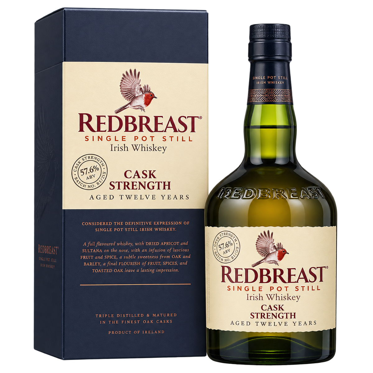 Redbreast 12 Year Old Cask Strength Single Pot Still Irish Whiskey 750ML bottle and box
