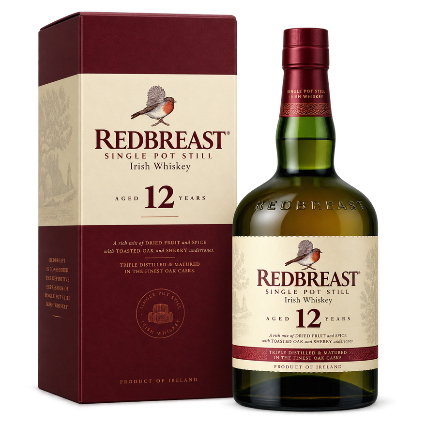 Redbreast 12 Year Old Single Pot Still Irish Whiskey 750ML bottle and box