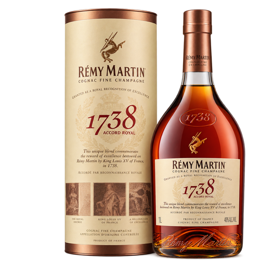 Rémy Martin 1738 Accord Royal Cognac 1L bottle and gift tube 