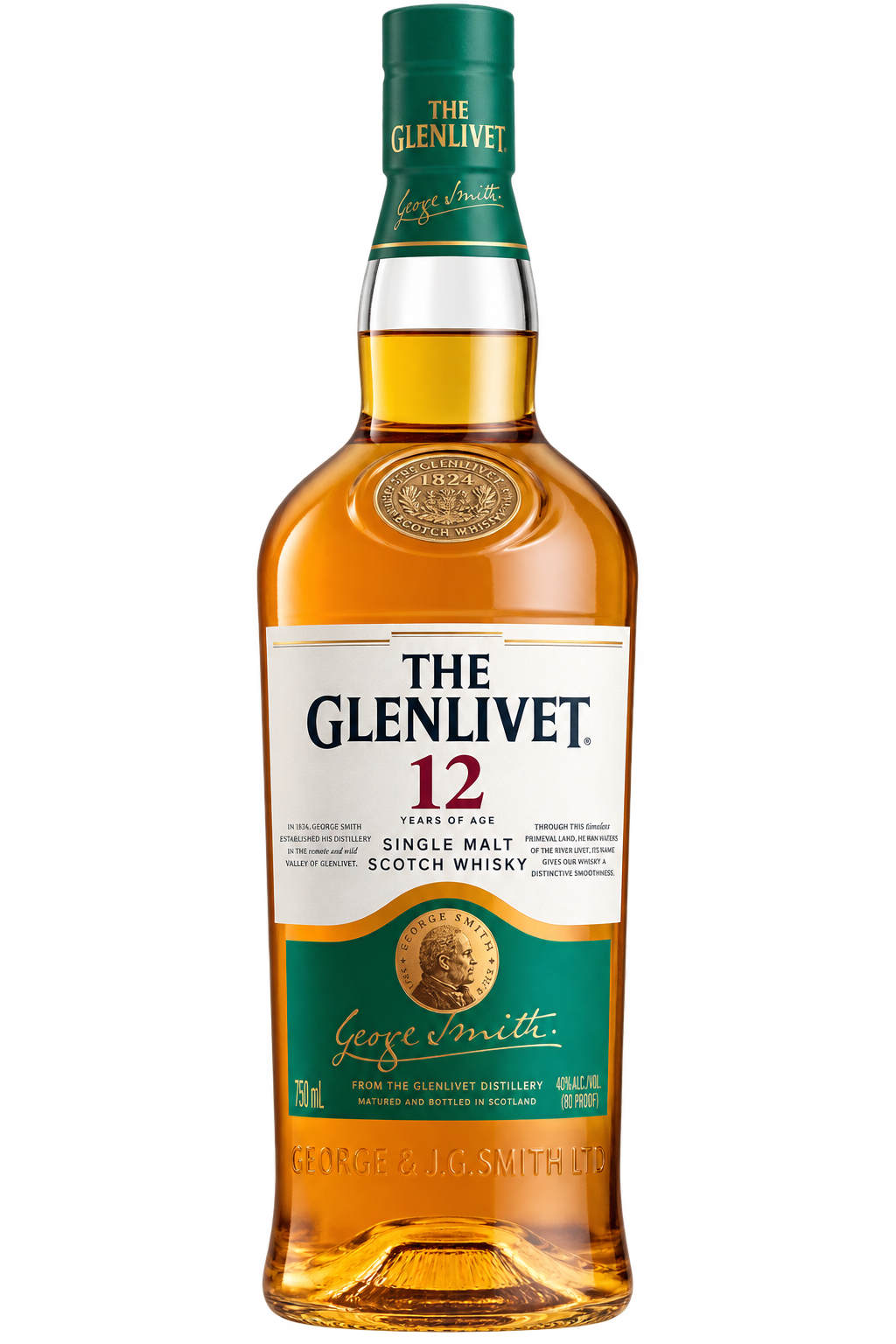 The Glenlivet 12 Year Old Single Malt Scotch Whisky 750ML bottle