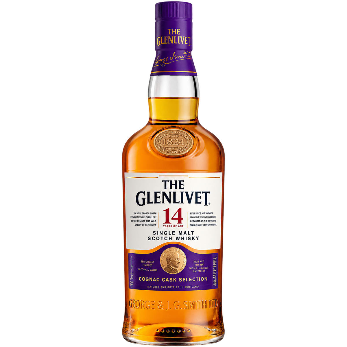 The Glenlivet 14 Year Old Cognac Cask Selection Single Malt Scotch Whisky 750ML bottle