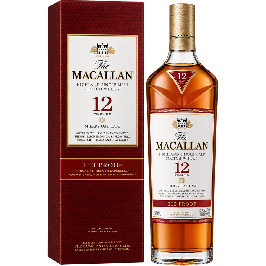The Macallan Sherry Oak 12 Year Old 110 Proof Single Malt Scotch Whisky 750ML