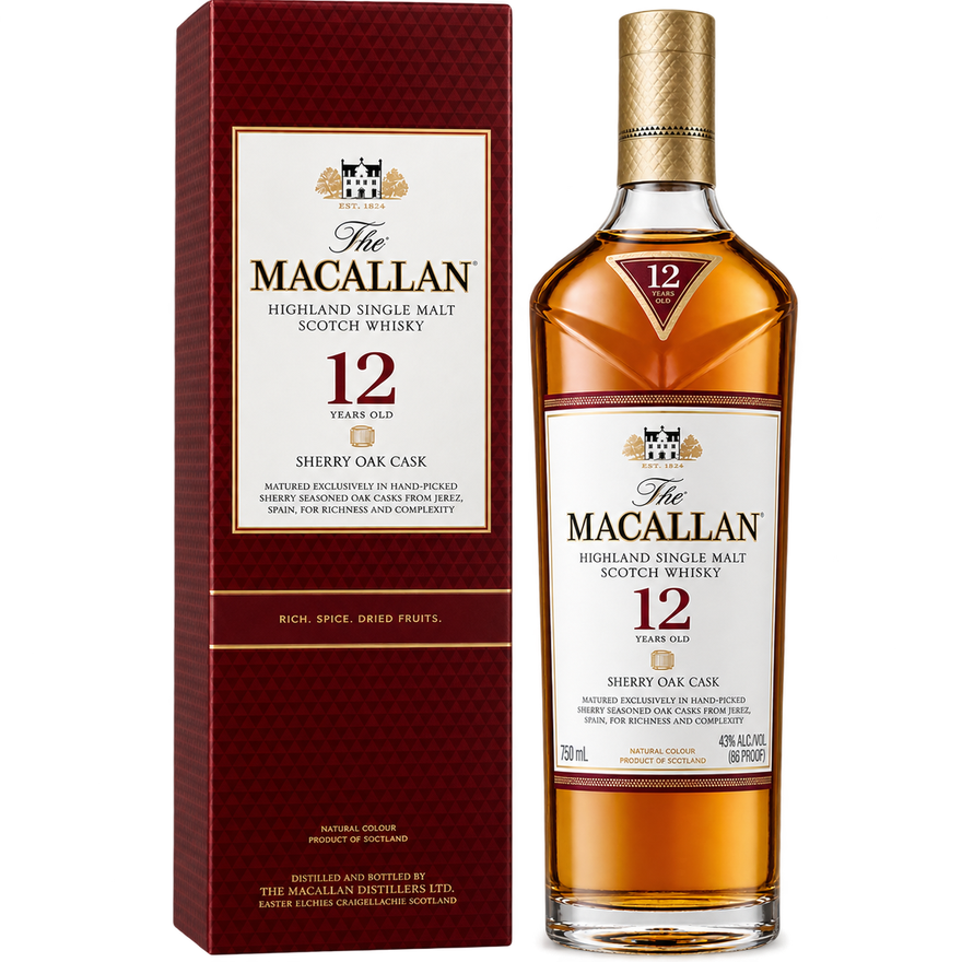 The Macallan Sherry Oak 12 Year Old Single Malt Scotch Whisky 750ML